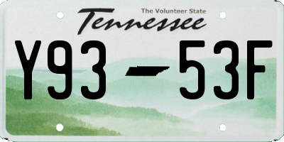 TN license plate Y9353F