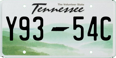 TN license plate Y9354C
