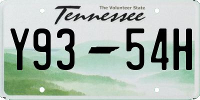 TN license plate Y9354H
