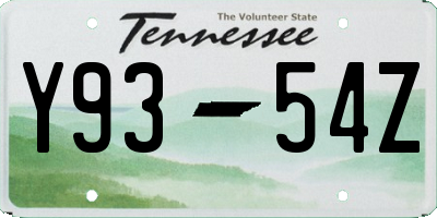 TN license plate Y9354Z