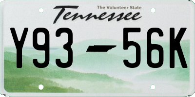 TN license plate Y9356K