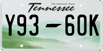 TN license plate Y9360K