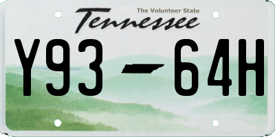 TN license plate Y9364H