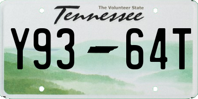 TN license plate Y9364T