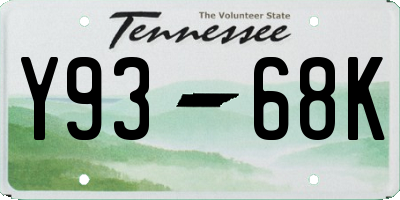 TN license plate Y9368K