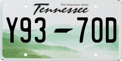 TN license plate Y9370D