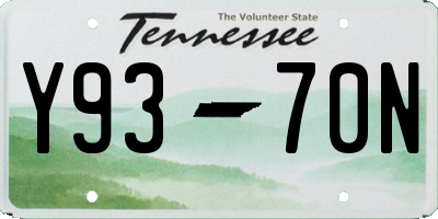 TN license plate Y9370N
