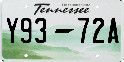 TN license plate Y9372A