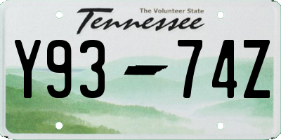 TN license plate Y9374Z