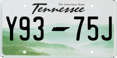 TN license plate Y9375J