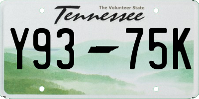 TN license plate Y9375K