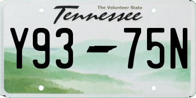 TN license plate Y9375N