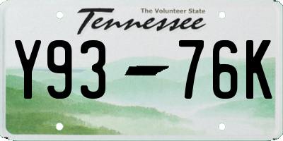TN license plate Y9376K