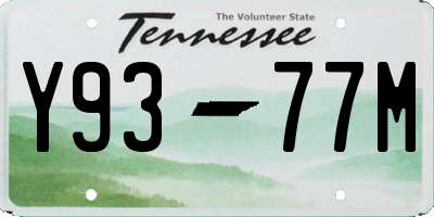 TN license plate Y9377M