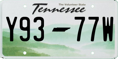 TN license plate Y9377W