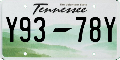 TN license plate Y9378Y