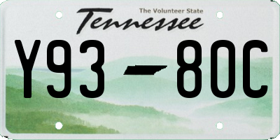 TN license plate Y9380C