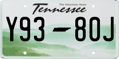 TN license plate Y9380J