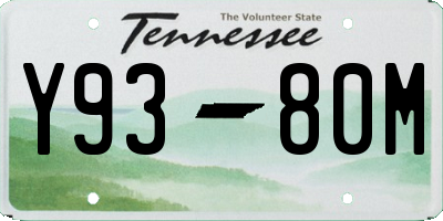 TN license plate Y9380M