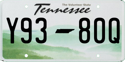 TN license plate Y9380Q