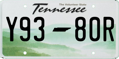TN license plate Y9380R