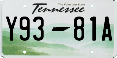 TN license plate Y9381A