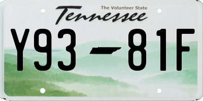 TN license plate Y9381F