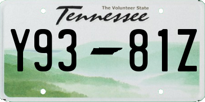 TN license plate Y9381Z