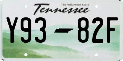 TN license plate Y9382F