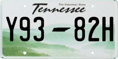 TN license plate Y9382H