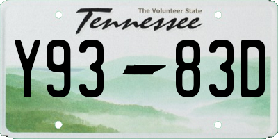 TN license plate Y9383D
