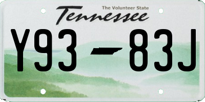 TN license plate Y9383J