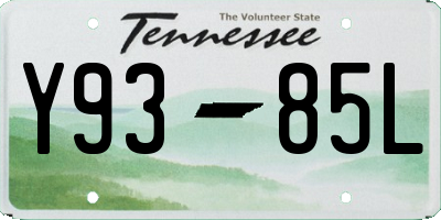 TN license plate Y9385L