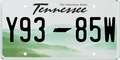 TN license plate Y9385W