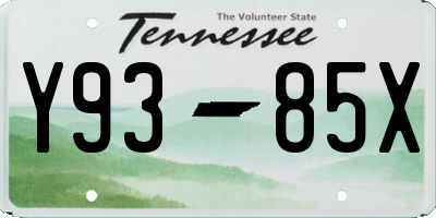 TN license plate Y9385X