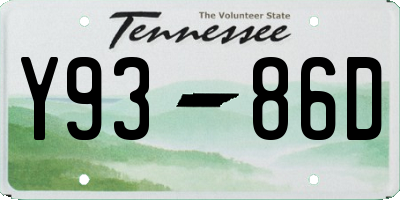 TN license plate Y9386D