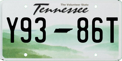 TN license plate Y9386T