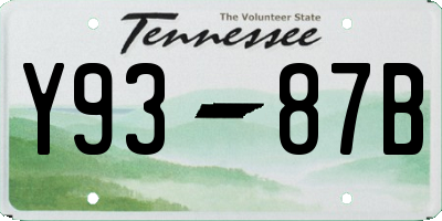 TN license plate Y9387B