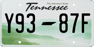 TN license plate Y9387F