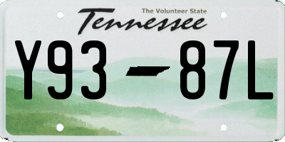 TN license plate Y9387L