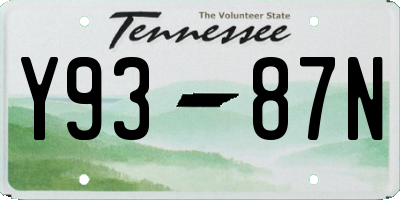 TN license plate Y9387N