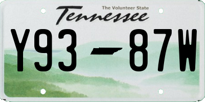 TN license plate Y9387W