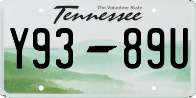 TN license plate Y9389U