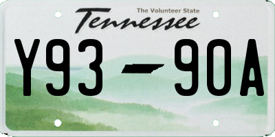TN license plate Y9390A
