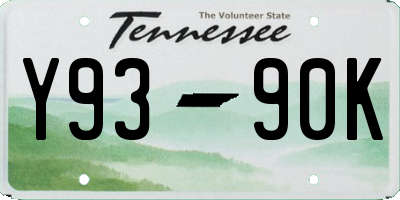 TN license plate Y9390K