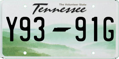 TN license plate Y9391G