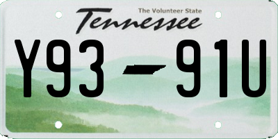 TN license plate Y9391U