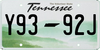 TN license plate Y9392J