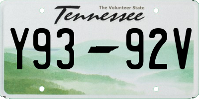 TN license plate Y9392V