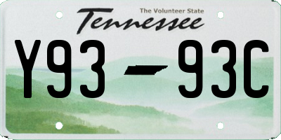 TN license plate Y9393C